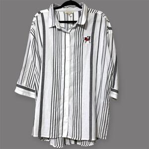 UGAPPAREL women’s size XL long sleeve striped button up hi low 3/4 sleeves DAWGS